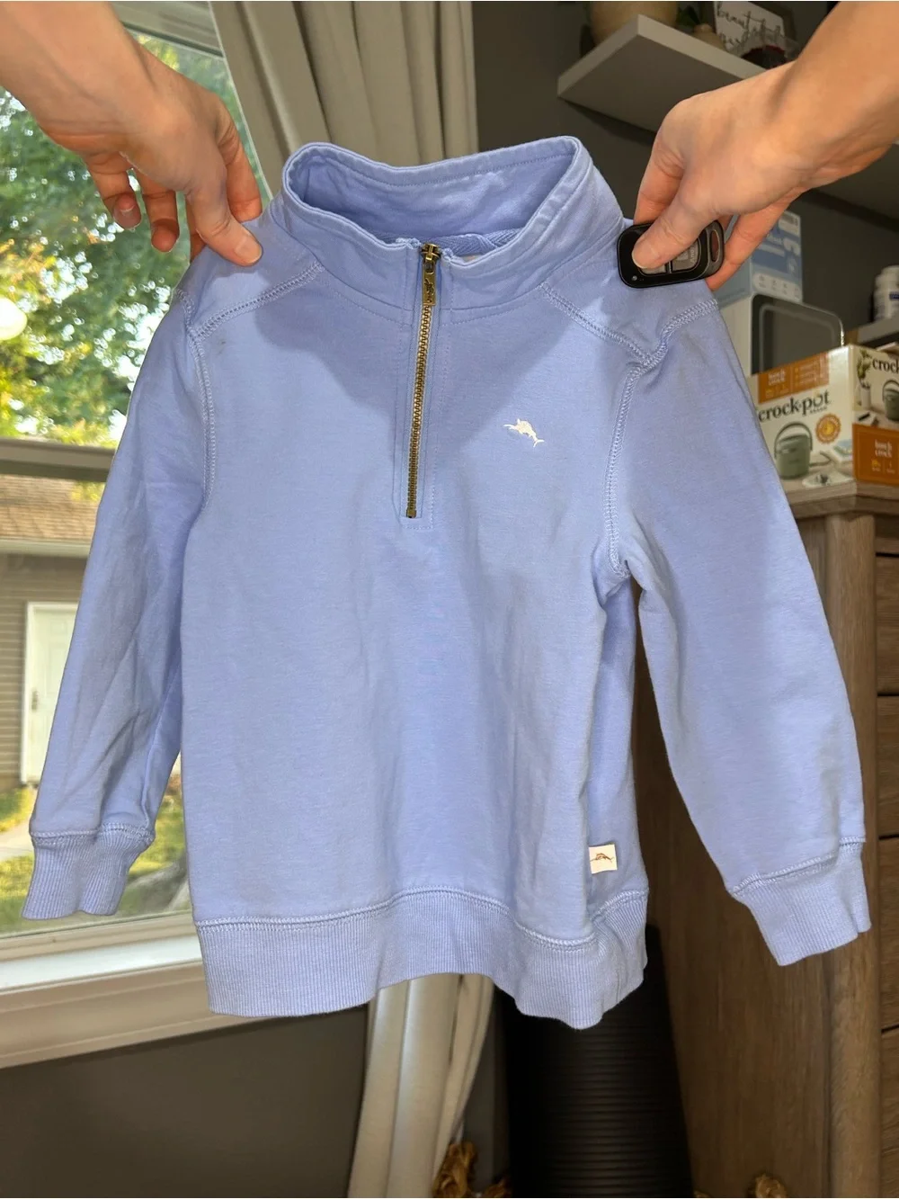 🐟TOMMY BAHAMA Kids' Light Blue Quarter-Zip Pullover Sweatshirt - Boys 2T